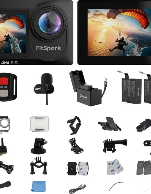 Real 4k30FPS Action Camera Waterproof Dual ColorScreens with WiFi EIS Touch Screen Underwater Sports Camera with External Microphone Remote Control 2X Batteries Eagle i15 ProMax